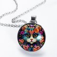 thumbnail image 2 of Cat Elegant Circular Glass Pendant Necklace, 2 of 5