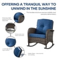 thumbnail image 3 of Naipo 3-Piece Outdoor Rocking Chair Set with Rattan Side Table - All-Weather PE Wicker Patio Furniture for Porch, Deck, Garden (Blue), 3 of 8