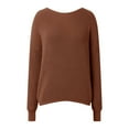 thumbnail image 3 of DuoJiaJ Women's New Backless Sweater Long Sleeved Knit Sweater Womens Fashion Brown L, 3 of 5