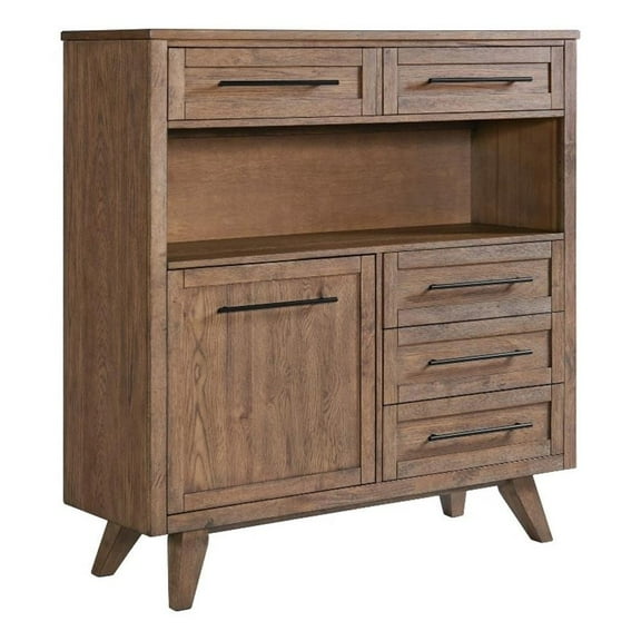 Pemberly Row 54" Transitional Wood Pantry Cabinet in Chestnut