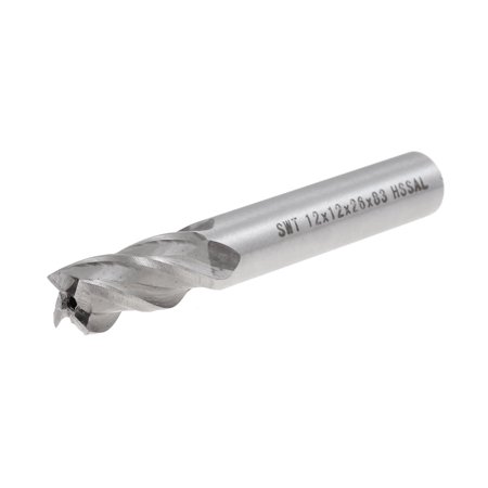 Unique Bargains Unique Bargains Milling Cutter Tool Straight End Mill 12mm x 12mm x 26mm x 83mm 4 Flute