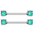 thumbnail image 6 of Nipple Bar Opal Glitter Prong Steel Nipple Barbell Ring Sold as pair, 6 of 10
