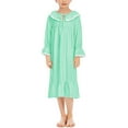 thumbnail image 2 of AJTQTH Casual Sundress for Girls Kids Ruffles Round Neck Long Sleeve Comfort Gowns Cute Solid Color Lightweight Ruched Sleepwear Homewear Green 120, 2 of 7