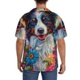 thumbnail image 3 of Gukieu Oil Painting Sunflower Puppy Print Men's Short-sleeved Shirts, Button-down Pocket Shirts, T-shirts, Beach Vacation Travel Summer Clothing-Medium, 3 of 5