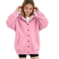 thumbnail image 6 of Lutiedan Girls Oversized Hoodies Snap Button Long Sleeve Fleece Sweatshirt Fall Casual Jacket with Pockets Size 4-14, 6 of 8