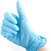 Powdered Vinyl Gloves. 100 Gloves. (Blue, XL)