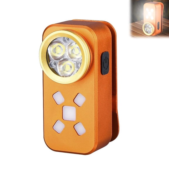 Crazyview 800LM Multi-Function Magnetic Clip Light, Dual Light with Red/Blue Warning, Type-C Rechargeable, Hands-Free for Camping Work Emergency EDC