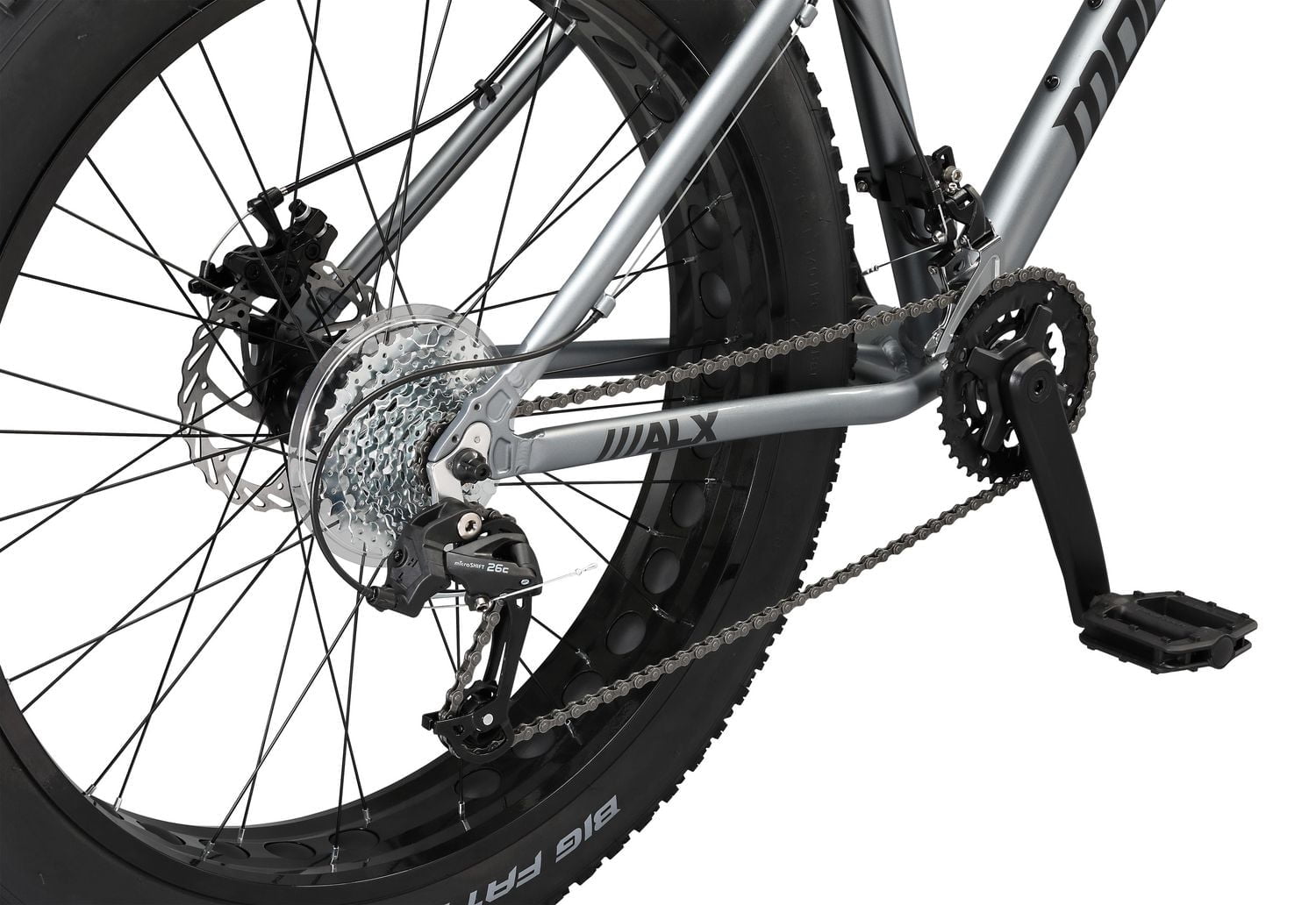 Mongoose Dolomite ALX fat tire mountain bike, 16 speeds, medium frame, grey