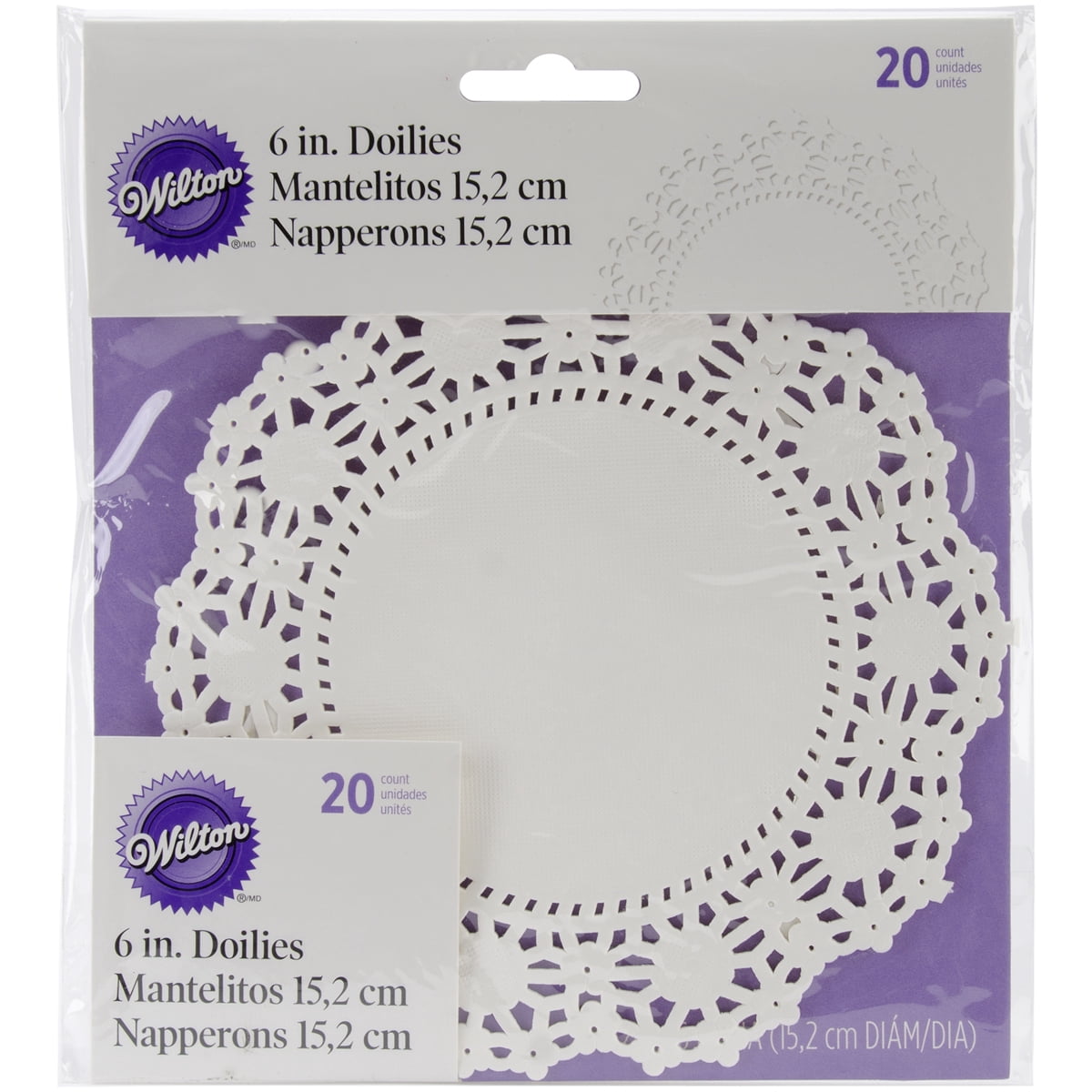 (2 pack) Wilton Lacy Floral Paper Doilies for Cake Decorating, Bright White, 20-Count, 6 in. Diameter