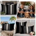 thumbnail image 5 of Black Beige Striped Outdoor Waterproof Pillow Covers, Modern Farmhouse Retro Lines Decorative Square Throw Pillowcase Sofa Cushion Sham for Patio/Couch/Chair, 16"x16" 2 Pack, 5 of 8