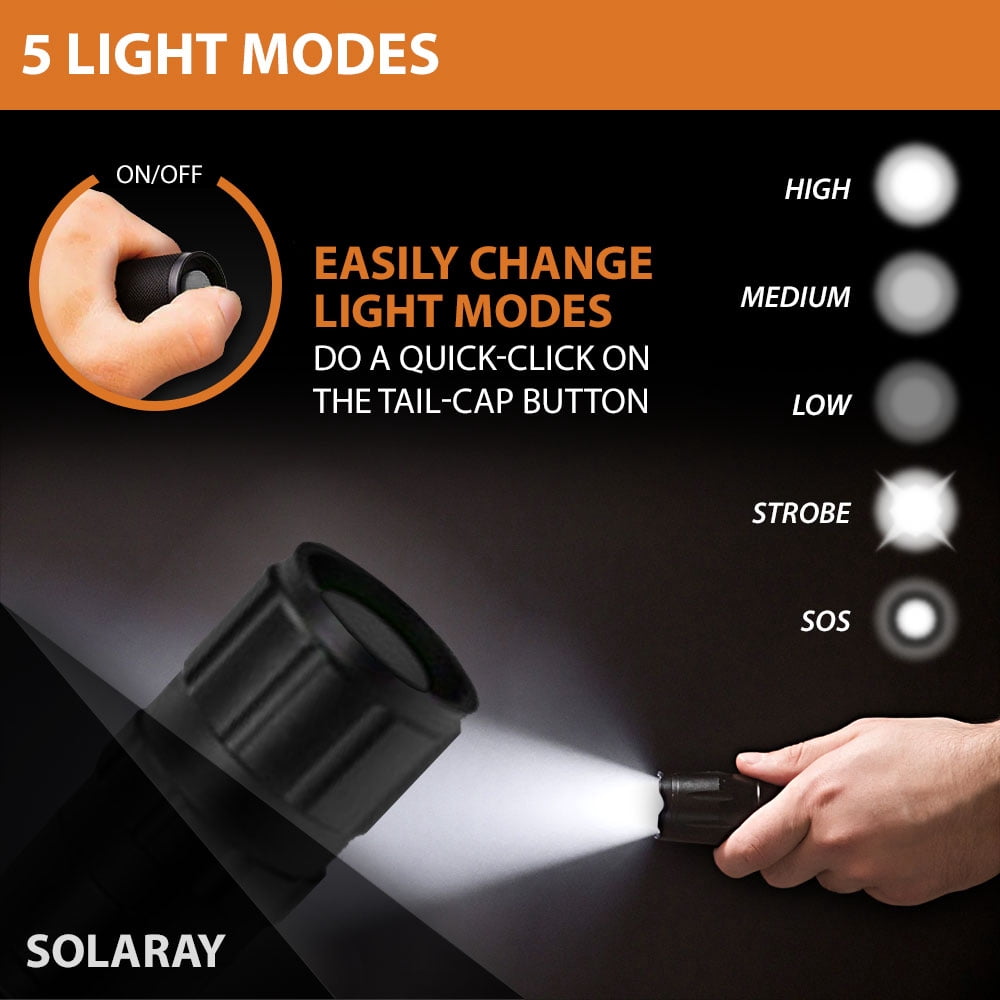 LED Flashlight Kit - Rechargeable Flashlight with 5 Light Modes and Adjustable Zoom for Outdoor & General Home Use