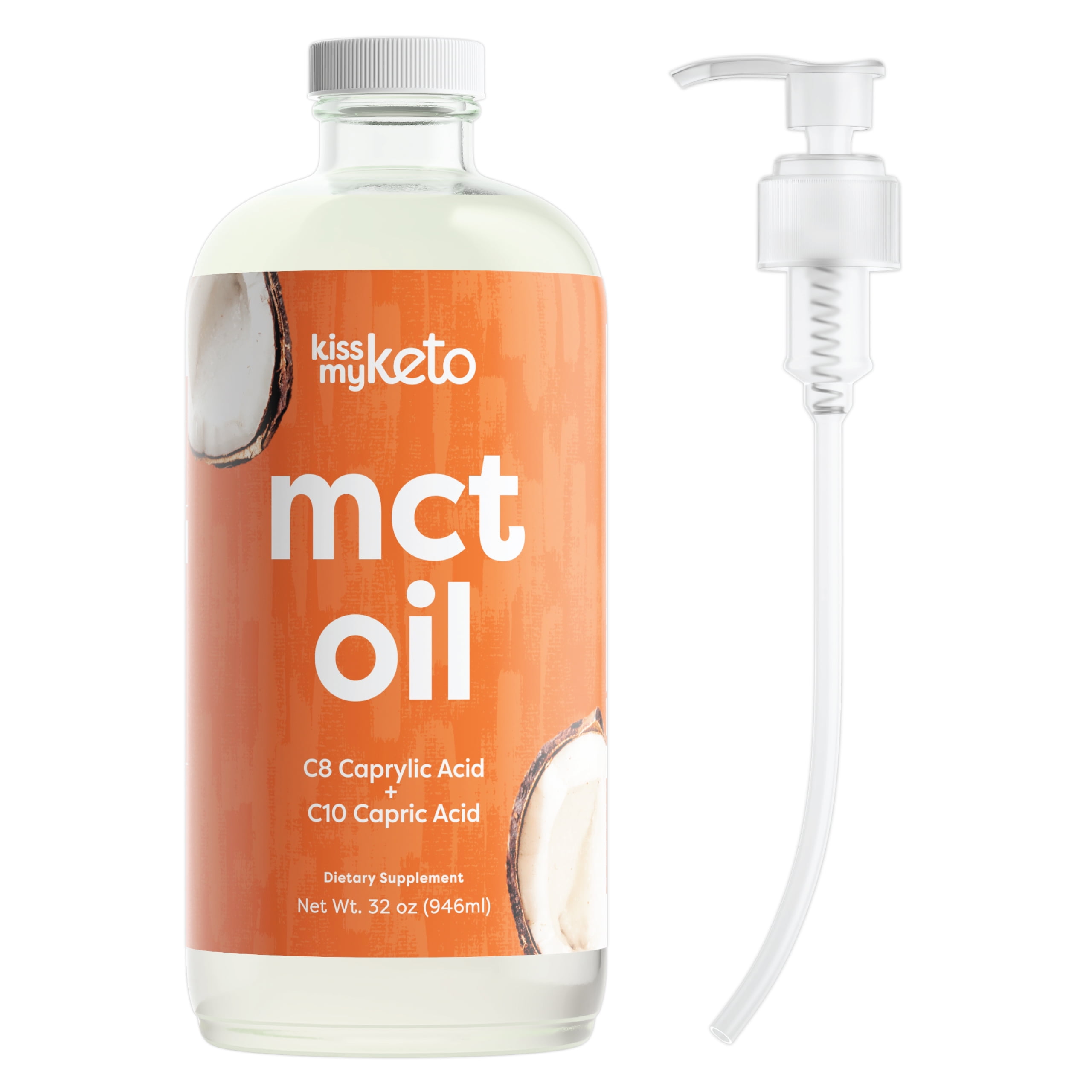 Kiss My Keto MCT Oil 32 oz — Premium MCT Oil C8 & C10 with Dosing Pump