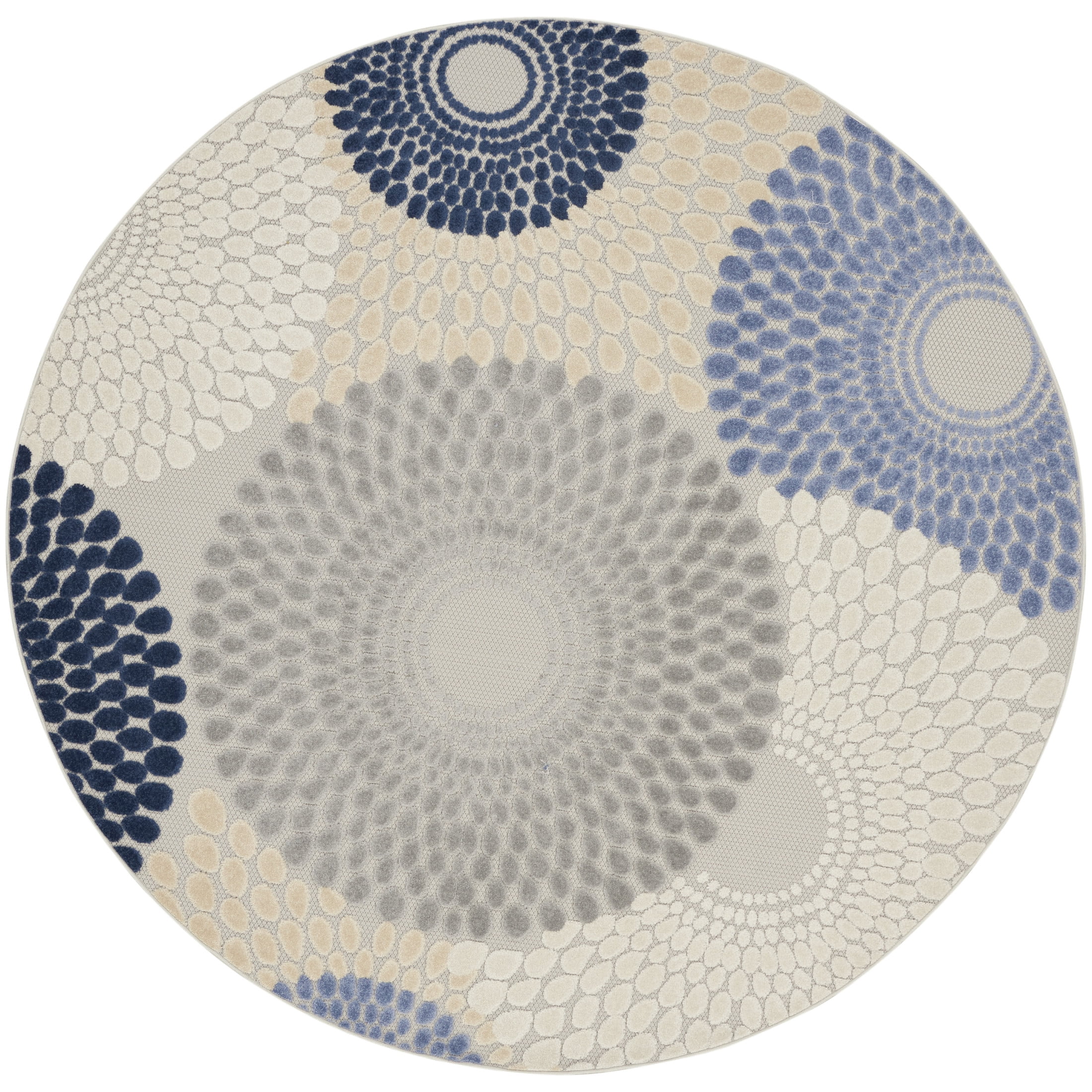 Nourison Aloha Indoor/Outdoor Blue/Grey 7'10" x round Area Rug (8 Round)