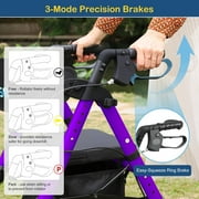 Walkers for Seniors with Seat Adjustable Rollator Walker with 8 Wheels, 300 lbs Capacity, Foldable Rolling Walker(Purple)