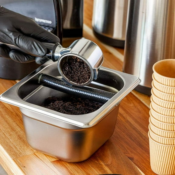 Stainless Steel Coffee Espresso Knock Box with Built-In Knock for Barista Use