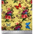 thumbnail image 1 of Soimoi Poly Georgette Fabric Leaves, & Peony Floral Print Fabric by The Yard 42 Inch Wide, 1 of 1