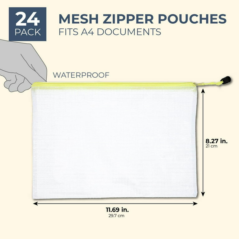 24Pcs Mesh Zipper Pouches, Pencil Pouch Bulk, 9.5Ã—4.5 Inch, Clear