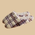 thumbnail image 6 of qkdmdw Purple Women'S Slippers Closed-Toe Slippers Plaid Plush Lined Warm Cozy Comfortable Anti-Skid Indoor House Shoes For Fall Winter, 6 of 9