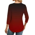 thumbnail image 4 of Red Women's Long Sleeve T-shirt, 3/4 Length Sleeve Womens Tops Round Neck Casual Tunic Tops Basic Pleated Shirts Loose Fit 2025,Women's Long sleeve T-shirt M, 4 of 6