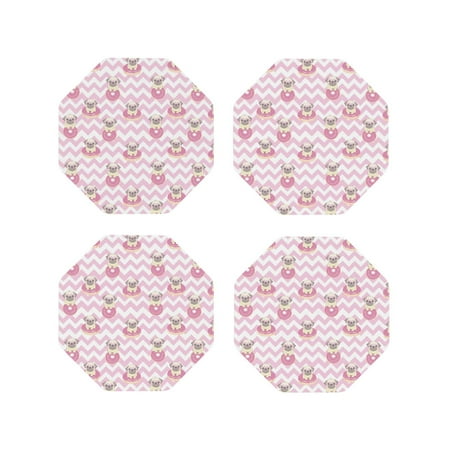 

Fuzoiu Pug And Donut Print Leather Coasters Set Drink Coasters Set of 4 for Tabletop Protection Durable PVC Coasters Home Décor and Housewarming Gift-Octagon