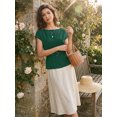 thumbnail image 5 of DARING DIVA Women's Cap Sleeve Top Boat Neck Belted Peplum Tops XL Dark Green, 5 of 7
