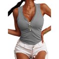 thumbnail image 2 of Camiseta Sin Mangas con Cremallera,Top Sin Mangas para Mujer Camiseta Sin Mangas con Cuello En V para Mujer Camiseta Sin Mangas con Cremallera Frontal Materiales Ecológicos, 2 of 5