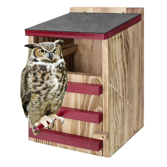 Wood Owl House, Waterproof Owl Nesting Box, Bird Houses for Outside with Mounting Screws, Wooden Opening Owl Box for Barn Owl, Screech Owl, Backyard Birding Supplies