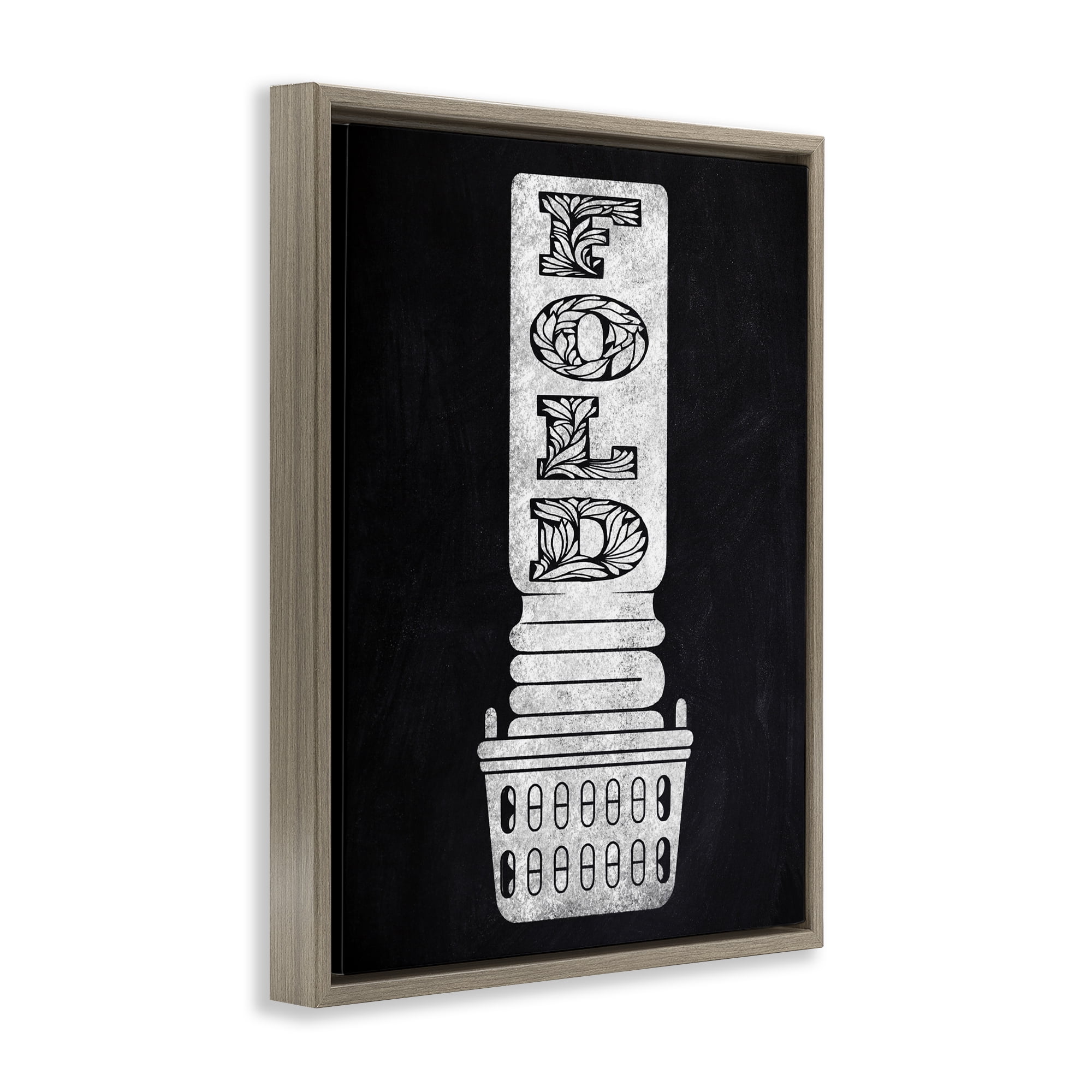 Laundry Fold Ornate Letters Brown Framed Floater Canvas Wall Art, design by Marcus Prime