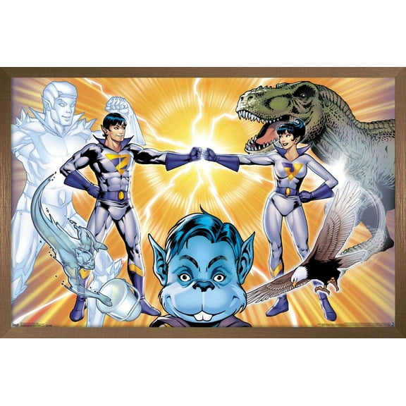 DC Comics TV - Super Friends - Wonder Twins Wall Poster, 14.725" x 22.375", Framed