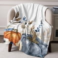 thumbnail image 6 of Fall Thanksgiving Throw Blankets, Orange White Blue Pumpkin Soft Fleece Blanket Decorative for Home Sofa Couch Chair Living Bedroom, 40x50 inches, Rustic Leaf Flower, 6 of 8