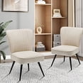 thumbnail image 4 of Andeworld Armless Accent Chair Upholstered Living Room Bedroom Slipper Chair Club Guest Single Sofa Metal Legs Comfy Furniture (2 Chair, Ivory), 4 of 7