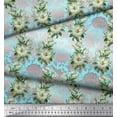 thumbnail image 3 of Soimoi Cotton Jersey Fabric Leaves & Magnolia Floral Print Fabric by The Yard 58 Inch Wide, 3 of 3