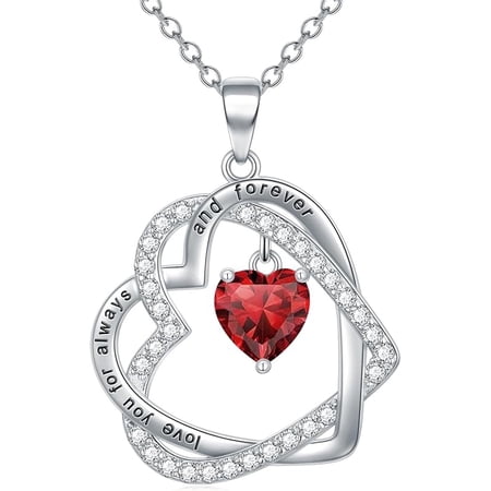 JKR Synthetic Crystal Heart-Shaped S925 Sterlng Silver Pendant Necklace Valentine's Day Anniversary Gift Jewelry Necklace for Woman Girlfriend Wife