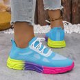 thumbnail image 4 of Rokment Color Block Running Tennis Walking Shoes for Women Comfortable Knit Lace up Athletic Workout Fitness Jogging Platform Sneakers Blue Size 5.5, 4 of 7