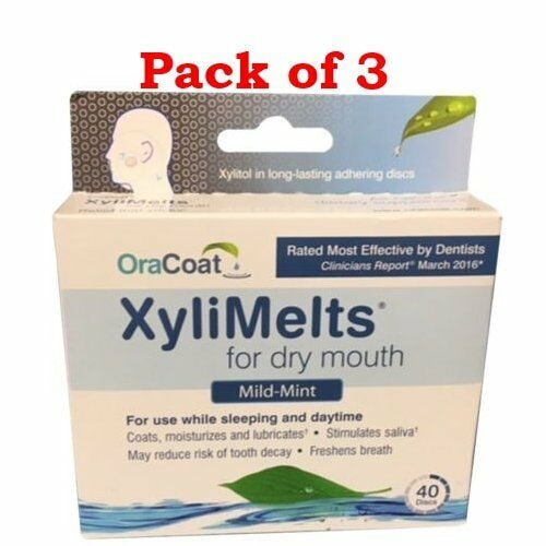 Oracoat Xylimelts Dry Mouth Regular 40 Ct Mild Mint, 3Pack