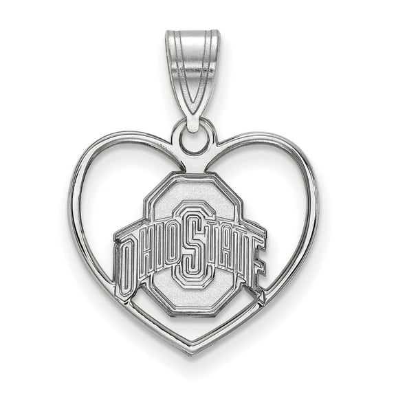 Women's Ohio State Buckeyes Sterling Silver Logo Heart Pendant