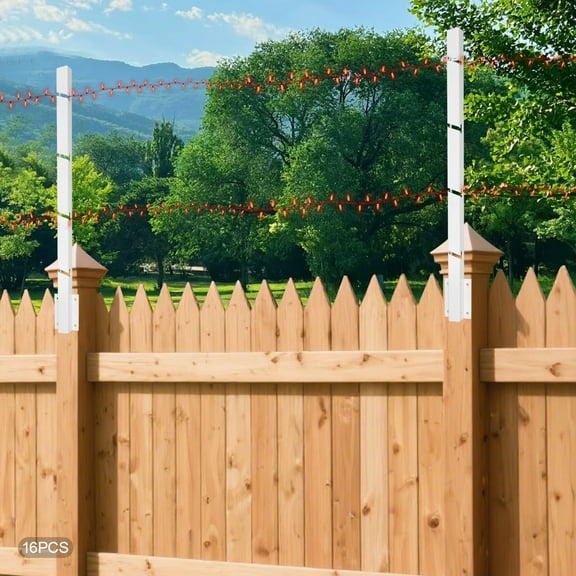 ToppiJoy 16Pcs 23.6" Fence Post Extender, Fence Barbed Wire Extend Arm for Outdoor Fences to Increase Height, Protect Privacy and Pets Jumping Off, for Wooden Concrete Wall Garden (White)