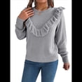 thumbnail image 1 of Suéter de Punto A Rayas para Mujer, Cuello Redondo, Larga, Holgado, para Otoño e Invierno Gris S, 1 of 10