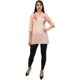 thumbnail image 3 of Phagun Women's 3/4 Sleeve Peach Shirt Cotton Modal Rose Embroidered Tunic Top-6, 3 of 10