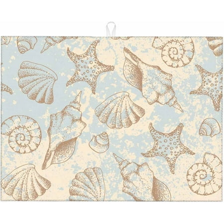 

Starfish Shell Dish Drying Mat Exotic Marine Animals Retro Style Shells Starfish Seahorse Beige Drying Mat For Kitchen Counter 18x24 Inches Quick Drying Foldable Mat