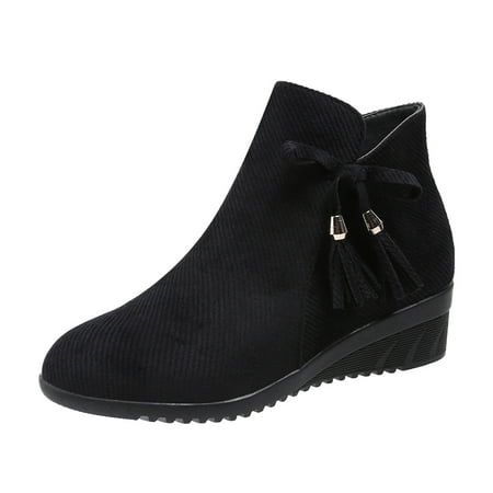 OJSFQUFP Women Ankle Boots Butterfly Knot Frosted Suede Cotton Shoes Short Boots Velvet Women s Boots Women s Cotton Boots Women Tactical Boots Black 40