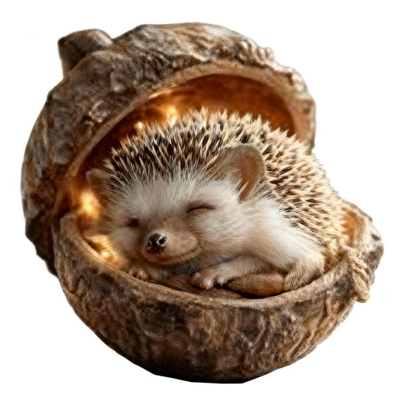 Charming Forest Ornaments, Cute Hazelnut Animal Decor, Handcrafted Sleeping Owl, Bunny, and Hedgehog, Perfect for Holiday and Year-Round Decoration, Ideal Gift for Nature Lovers