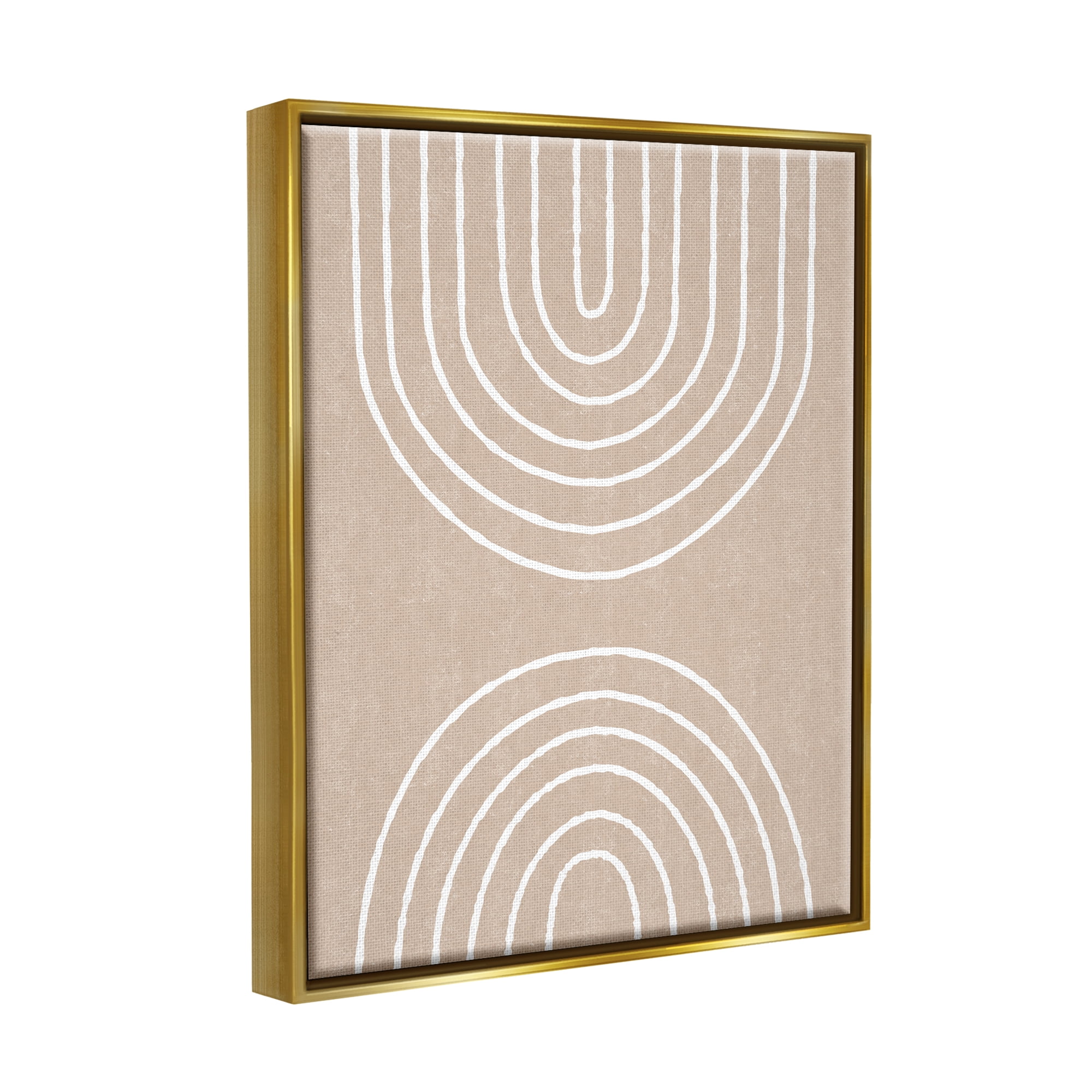 Stupell Asymmetrical Mirrored Beige Arches Abstract Painting Gold Floater Framed Art Print Wall Art