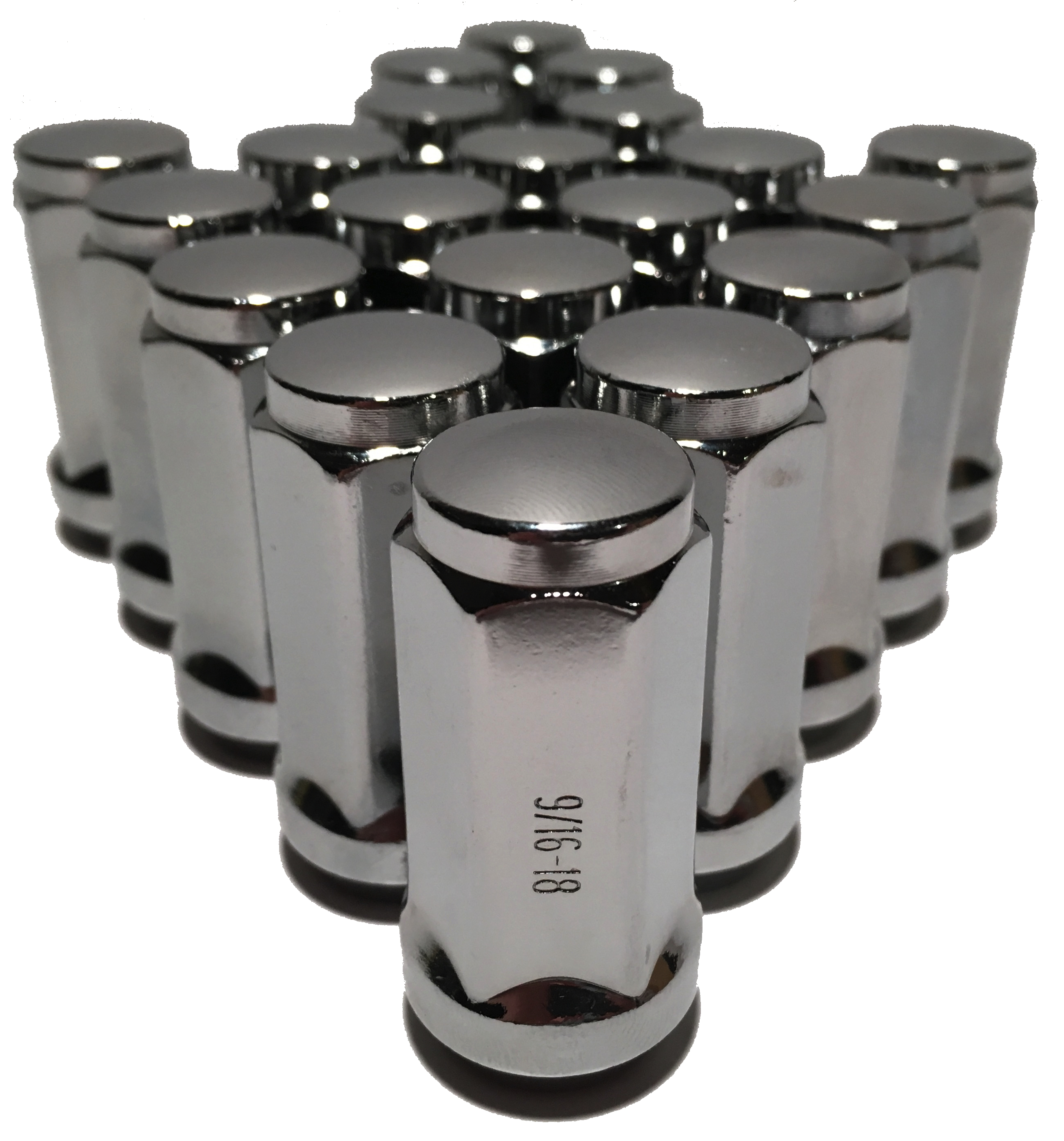 TJ 32PC Chrome Bulge Acorn Lug Nuts - 9/16-18 Thread, 1.77