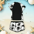 thumbnail image 4 of Tfken Toddler Child Girls Swimsuit Short Sleeve Hawaii Print Bathing Suit Slim Soft Black Two-Piece Sets Size 9-10 Years, 4 of 5