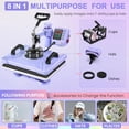 thumbnail image 3 of Adnoom 8 in 1 Heat Press Machine Combo, 15"x12" Sublimation Heat Transfer, 360°Swing Away, Digital shirt Press Machine for Hat Cap Mug Plate,Purple, 3 of 9