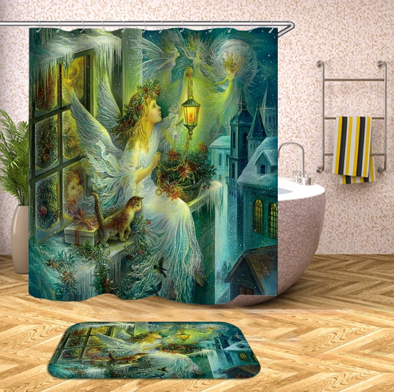 Cartoon girl Shower Curtain , Bathroom Decor , Shower Curtains floor