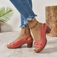 thumbnail image 5 of LOVZFMLL Women's Sandals Chunky Block Heels Fashion Open Toe Summer Casual Outdoor Walking Sandals with Adjustable Buckle Red 5.5, 5 of 9
