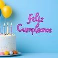 thumbnail image 4 of Kit de globos metálicos con letras cursivas Feliz Cumpleaños color Morado, 4 of 5