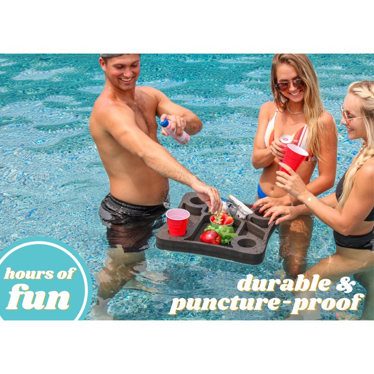 RAMIEYOO Floating Drink Holder,Refreshment Table Tray for Pool Beach Party  or Hot Tub Float Loung-Versatile & Portable Serving Bar (Red)
